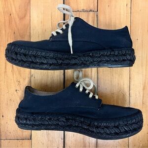 Gaimo Handmade Canvas Platform Espadrilles, Size 38(US 7.5-8)